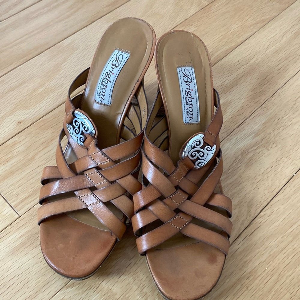 Brighton Sandals Leather Heels Platform Gladiator Western Vista size 7,5